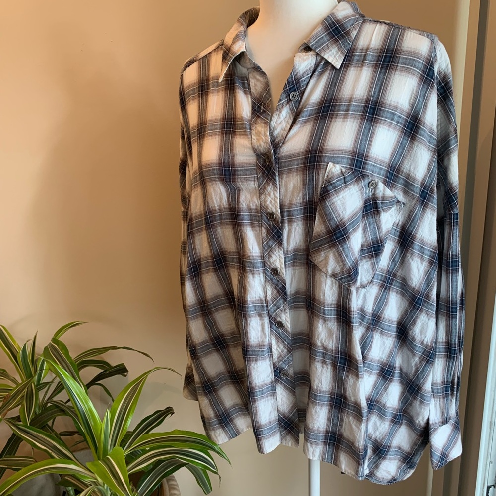 Free People Plaid Buttondown